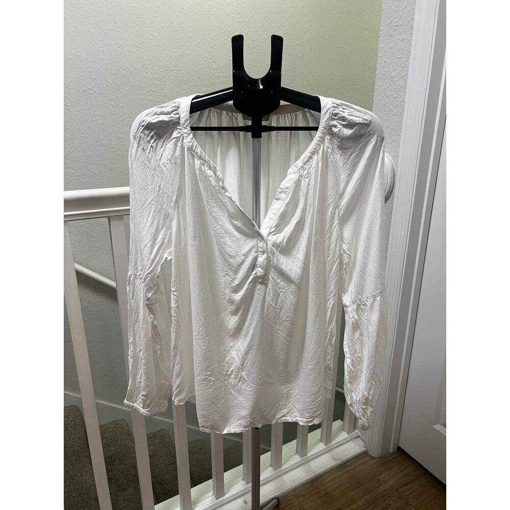 Beach Lunch Lounge Collection White 1/4 Button Up Blouse Women’s Size XL